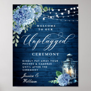 Blue Hydrangea Lantern Unplugged Bröllop Ceremony Poster