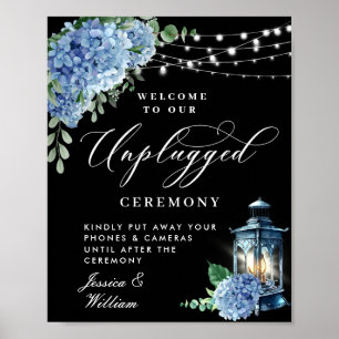 Blue Hydrangea Lantern Unplugged Bröllop Ceremony Poster