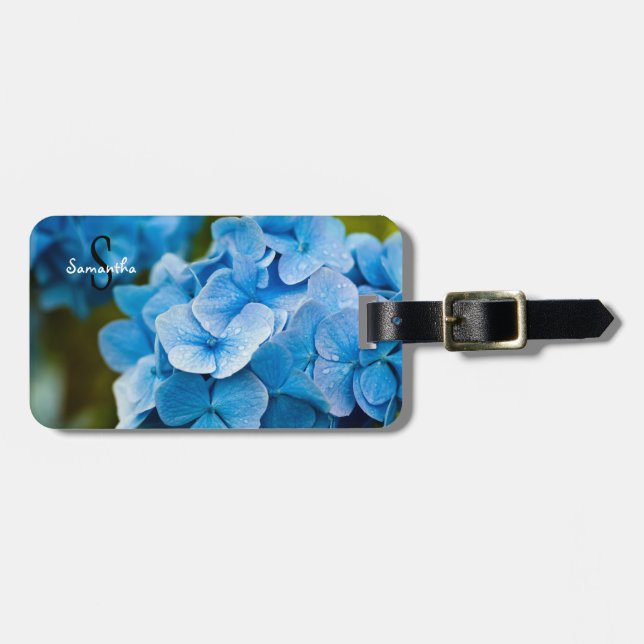 Blue Hydrangea Luggage tag Bagagebricka (Horisontell Framsida)