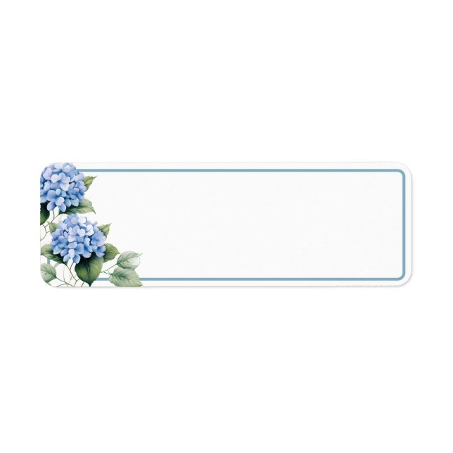 Blue Hydrangea Mailing Returadress Etikett (Framsidan)
