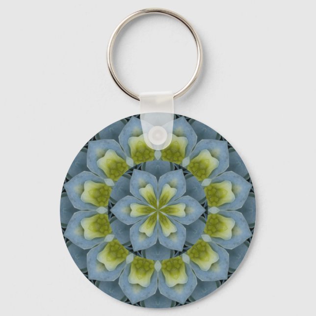 Blue Hydrangea Mandala Image 2 Nyckelring (Framsida)