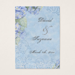 Blue Hydrangea - Märkre för bröllopsfavoriter Visitkort