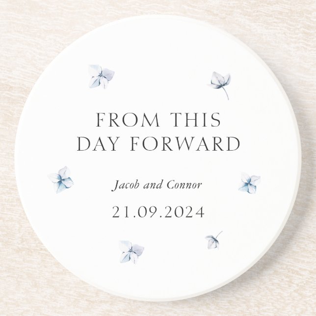 Blue Hydrangea Modern Wedding Favor Underlägg (Framsidan)