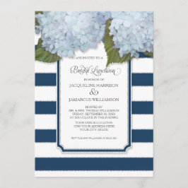 Blue Hydrangea Möhippa Luncheon Navy Rand Modern Inbjudningar