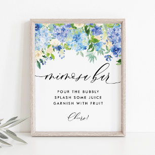 Blue Hydrangea Möhippa Mimosa Pub Poster