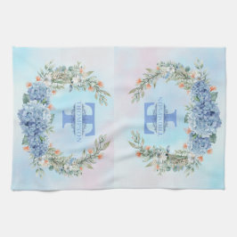 Blue Hydrangea Monogram Kitchen Towel Kökshandduk