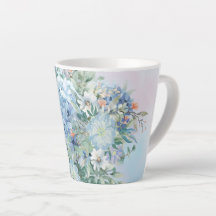 Blue Hydrangea och Blommigt Latte Mugg