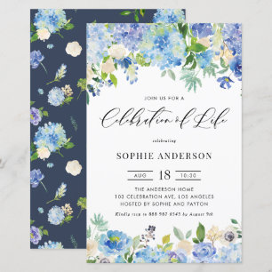 Blue Hydrangea och Ro Firande i Life inbjudan