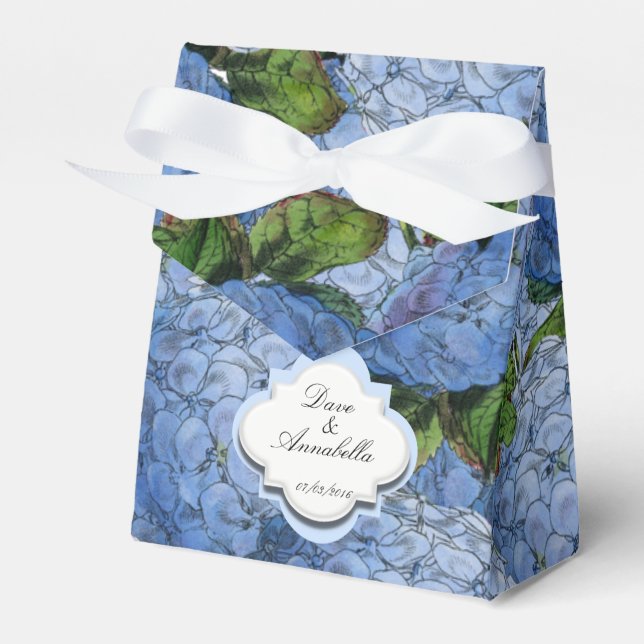 Blue Hydrangea Party Favoritbox Presentaskar (Framsidan Sidan)