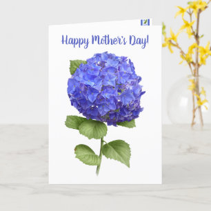 Blue Hydrangea Personlig Blommigt Mors dag Kort