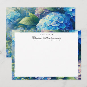 Blue Hydrangea Personlig Namn Anteckningskort