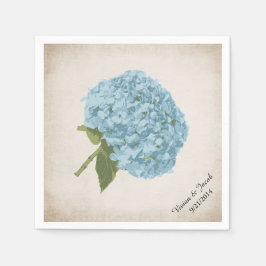 Blue Hydrangea Personligt bröllp Napkins Pappersservett
