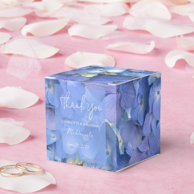 Blue Hydrangea Petals Bröllop Personlig Namn Presentaskar (Bröllop)