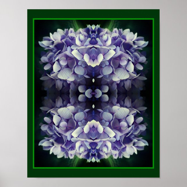 Blue Hydrangea Petals Close Abstrakt Poster (Framsidan)