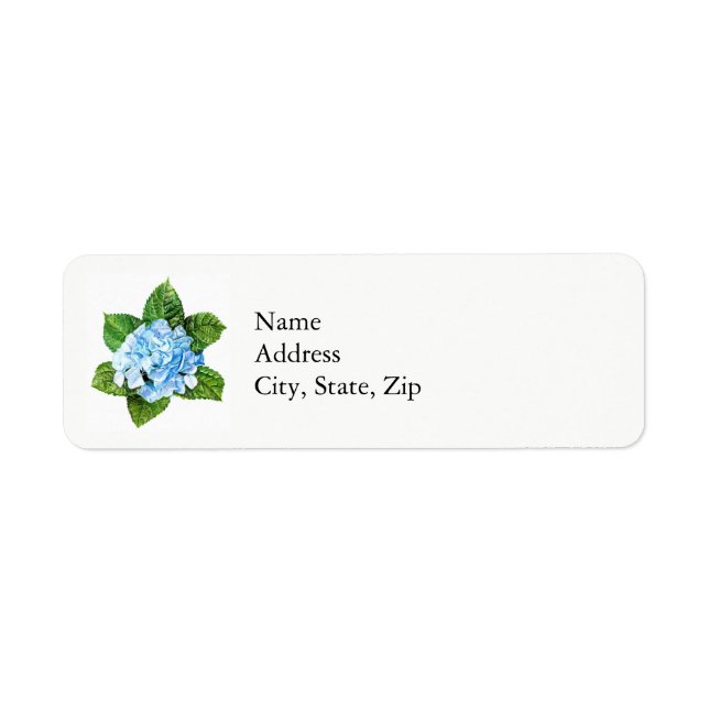 Blue Hydrangea Returadress Etikett (Framsidan)