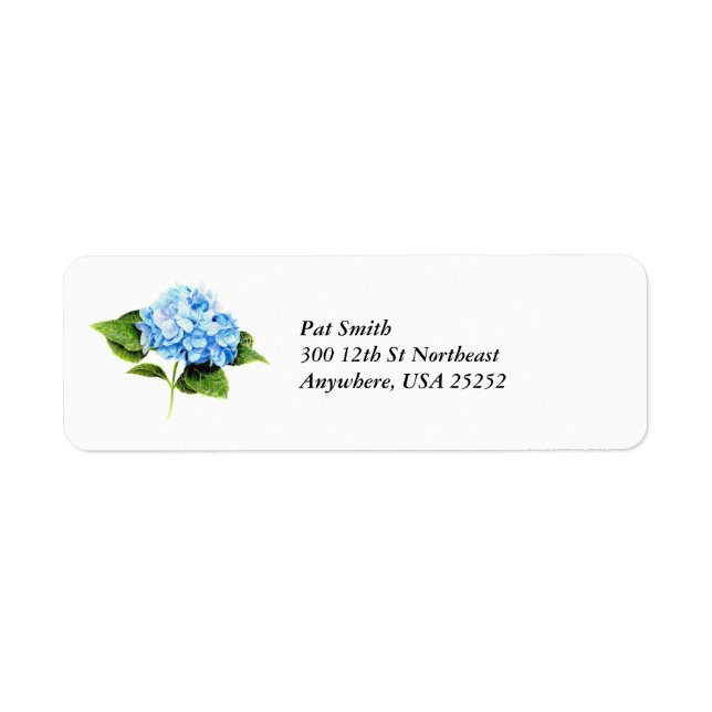 Blue Hydrangea Returadress Etikett (Framsidan)