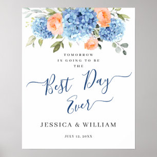 Blue Hydrangea Rosa Ro REHEARSAL DINNER Poster