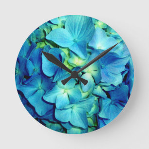 Blue Hydrangea Rund Klocka