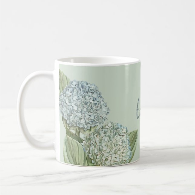 Blue Hydrangea/ Sage Grönt Kaffemugg (Vänster)