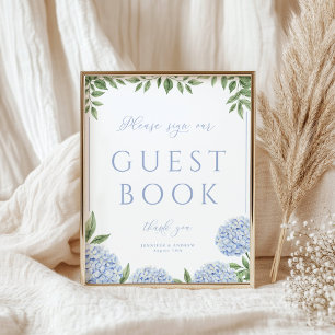 Blue Hydrangea Sign our Guestbook Wedger Poster