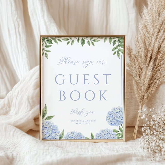 Blue Hydrangea Sign our Guestbook Wedger Poster (Skapare uppladdad)