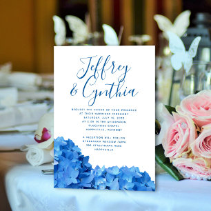 Blue Hydrangea Simple Avslappnad Wedding Investiga Inbjudningar