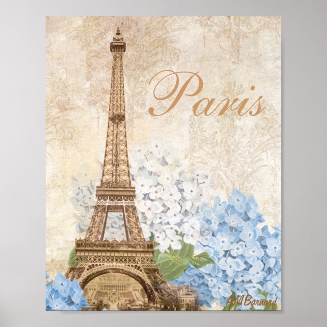 Blue Hydrangea Skriv ut eller Poster i Paris Vinta (Framsidan)