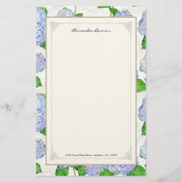 Blue Hydrangea Snöre Blommigt Forme Elegant bröllo Brevpapper