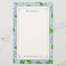 Blue Hydrangea Snöre Blommigt Forme Elegant bröllo Brevpapper