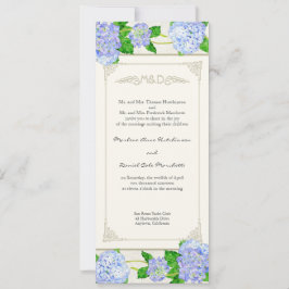 Blue Hydrangea Snöre Blommigt Forme Elegant bröllo Inbjudningar