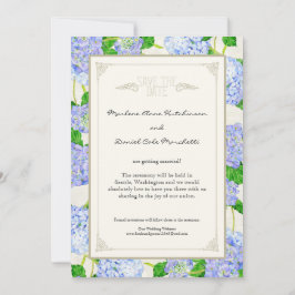 Blue Hydrangea Snöre Blommigt Forme Elegant bröllo Inbjudningar