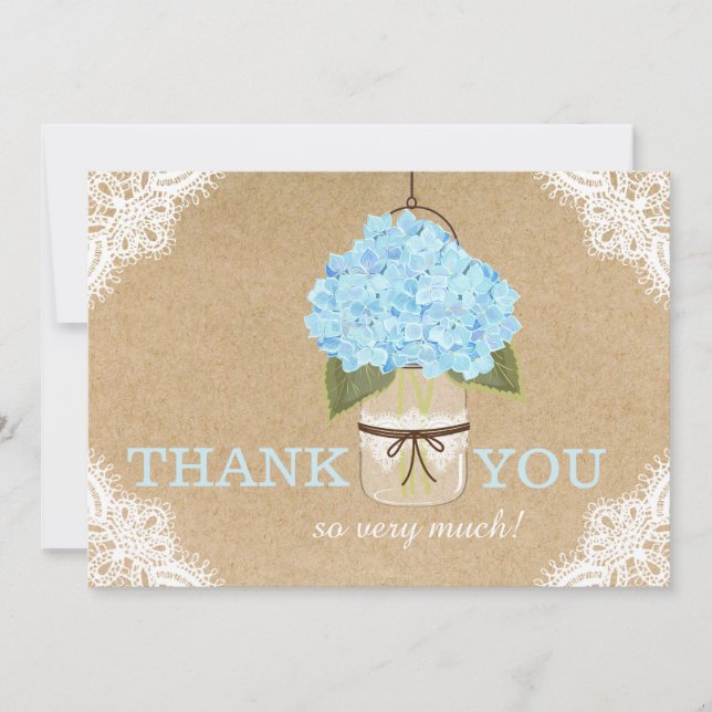 Blue Hydrangea Snöre Kraft Modern Rustic Tack (Framsida)