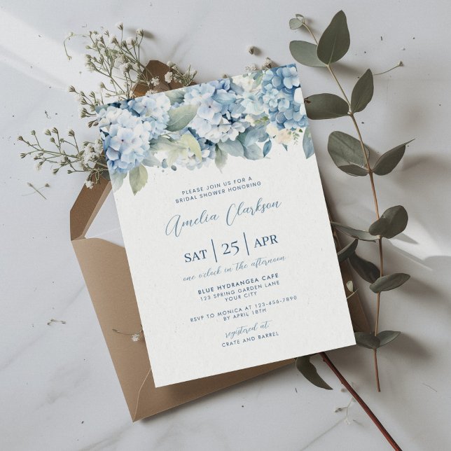 Blue Hydrangea Something Blue Bridal Shower Invite Inbjudningar (Skapare uppladdad)