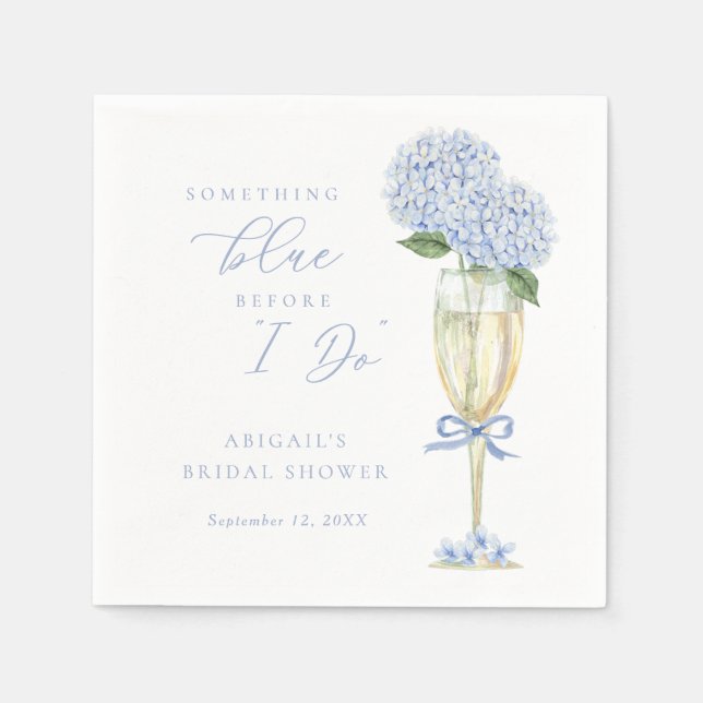 Blue Hydrangea Something Blue Personalized Pappersservett (Framsidan)