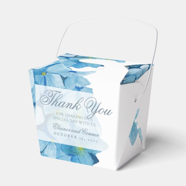 Blue Hydrangea Sophisticated Wedding Favor Box Presentaskar (Framsidan Sidan)