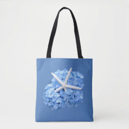 Blue Hydrangea Starfish Beach Wedding Gift Bag Tygkasse