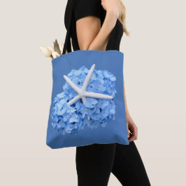 Blue Hydrangea Starfish Beach Wedding Gift Bag Tygkasse