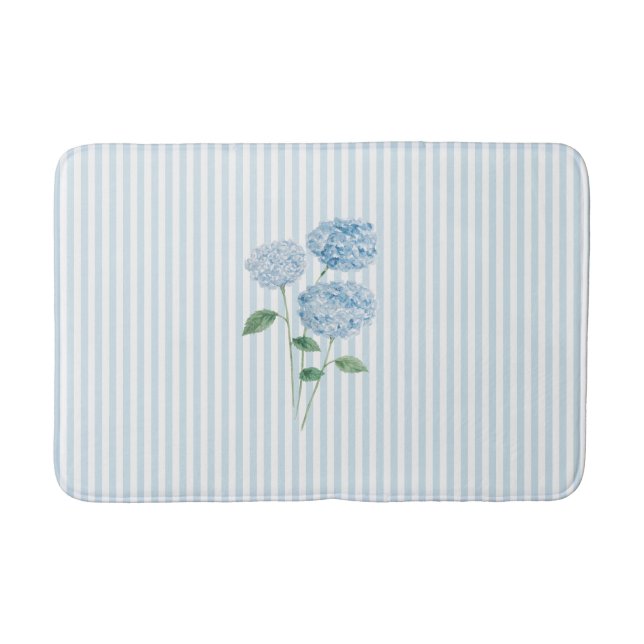 Blue Hydrangea Stripe Pattern Coastal  Badrumsmatta (Framsidan)