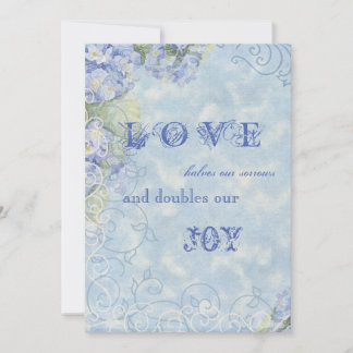 Blue Hydrangea Swirl Blommigt Vintage Stil Inbjuda Inbjudningar