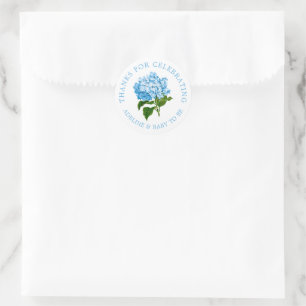 Blue Hydrangea Tack Favor Sticker Runt Klistermärke
