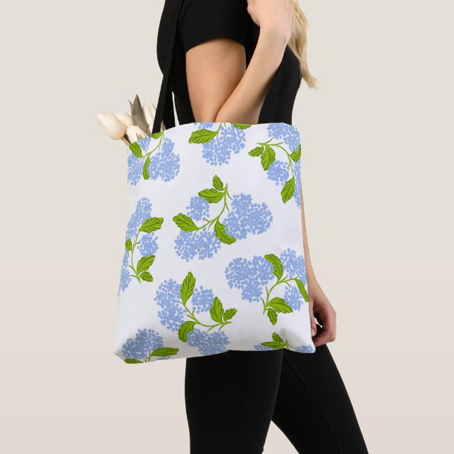 Blue Hydrangea Tote Bag Tygkasse (Närbild)