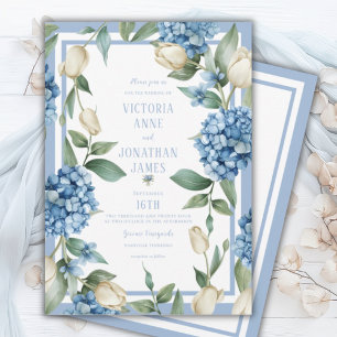 Blue Hydrangea & Tulip Bröllop Inbjudningar