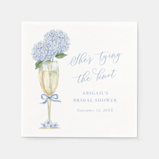 Blue Hydrangea Tying the Knot Personalized Pappersservett (Framsidan)