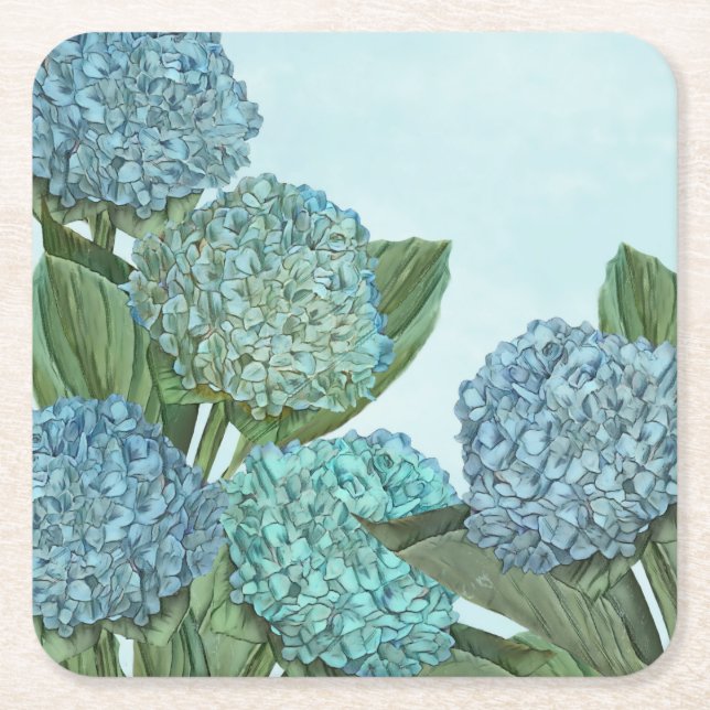 Blue Hydrangea Underlägg Papper Kvadrat (Framsidan)