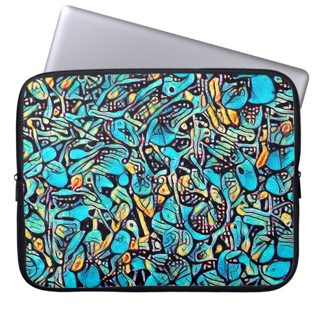 Blue Hydrangea Urban Art Mönster Laptop sleeve (Framsidan)