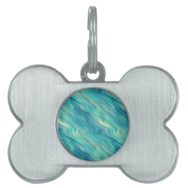 Blue Hydrangea Vågigt Struktur ID-bricka Husdjur (Framsidan)