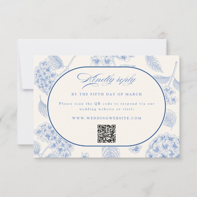 Blue Hydrangea Vintage Wedding  OSA Kort (Framsida)