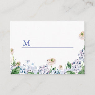 Blue Hydrangea Vit ros 100:e födelsedagen Placeringskort