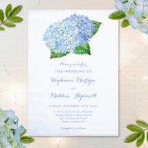 Blue Hydrangea Watercolor Blommigt Bröllop