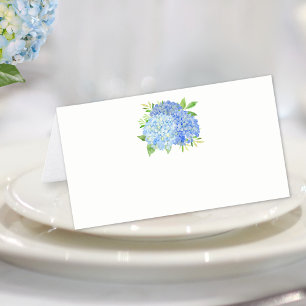Blue Hydrangea Watercolor Blommigt Placeringskort